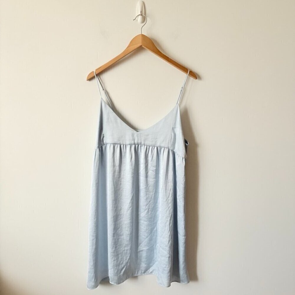 Aritzia Wilfred Lover Satin Babydoll Dress Light Baby Blue Size Large - Picture 6 of 10